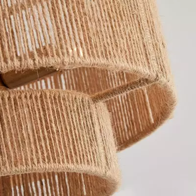 Ivon Handwoven Jute Rope Double Drum Ceiling Light