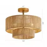 Ivon Handwoven Jute Rope Double Drum Ceiling Light