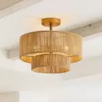 Ivon Handwoven Jute Rope Double Drum Ceiling Light