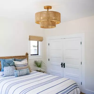 Ivon Handwoven Jute Rope Double Drum Ceiling Light