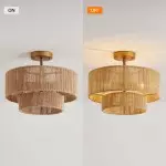 Ivon Handwoven Jute Rope Double Drum Ceiling Light