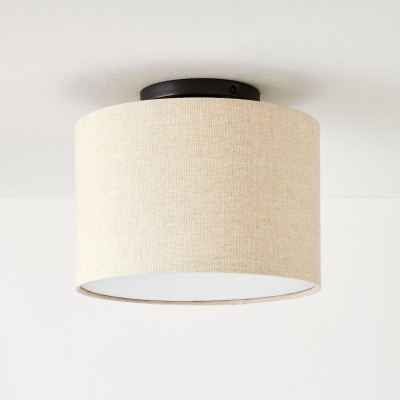 Joram White Linen Drum Ceiling Light