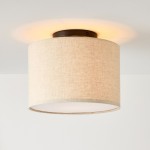 Joram White Linen Drum Ceiling Light