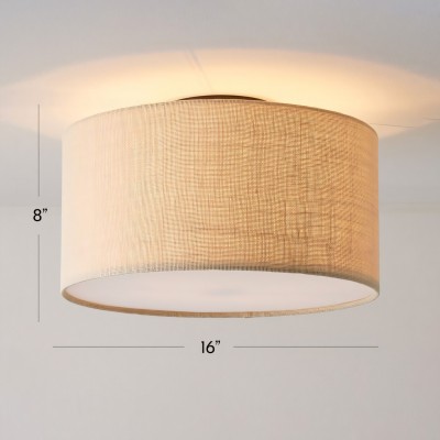 Joram White Linen Drum Ceiling Light