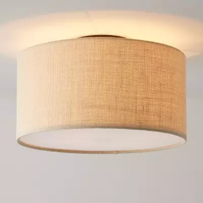 Joram White Linen Drum Ceiling Light Joram White Linen Drum Ceiling Light