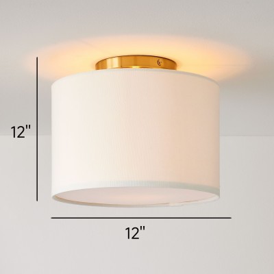 Joram White Linen Drum Ceiling Light