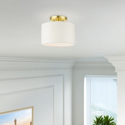 Kaethe Fabric Drum Shade Semi Flush Mount Light Kaethe Fabric Drum Shade Semi Flush Mount Light