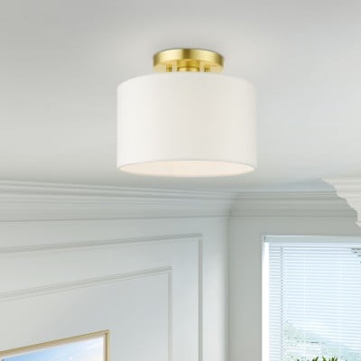 Kaethe Fabric Drum Shade Semi Flush Mount Light Kaethe Fabric Drum Shade Semi Flush Mount Light