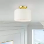 Joram White Linen Drum Ceiling Light