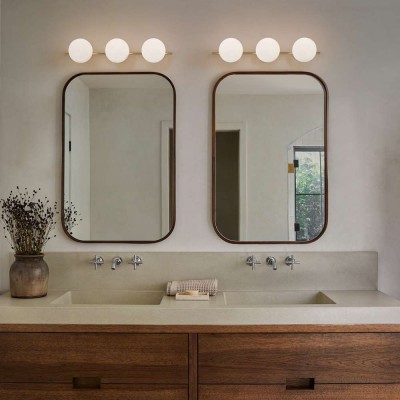 Larian White Glass Globe Bathroom Vanity Light Larian White Glass Globe Bathroom Vanity Light
