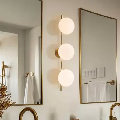 Larian White Glass Globe Bathroom Vanity Light Larian White Glass Globe Bathroom Vanity Light