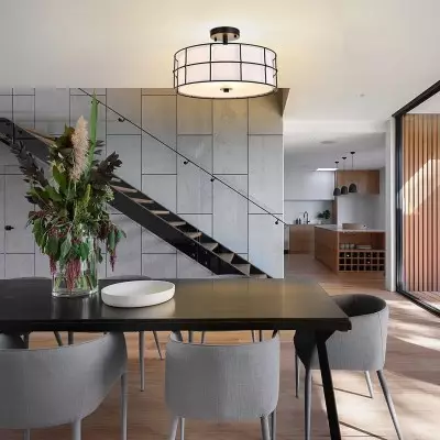 Merrik Metal Mesh Drum Ceiling Light Merrik Metal Mesh Drum Ceiling Light