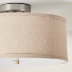 Octavian Brushed Nickel Linen Shade Ceiling Light