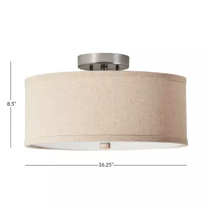 Octavian Brushed Nickel Linen Shade Ceiling Light