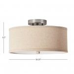 Octavian Brushed Nickel Linen Shade Ceiling Light