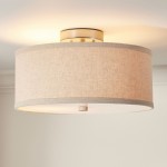 Octavian Brushed Nickel Linen Shade Ceiling Light