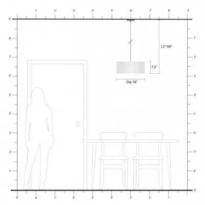 Padrig 3 Light Fabric Drum Shade Pendant Light