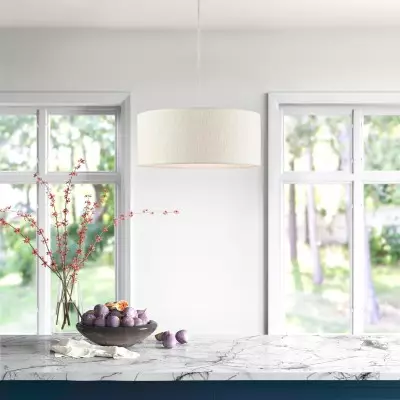 Padrig 3 Light Fabric Drum Shade Pendant Light