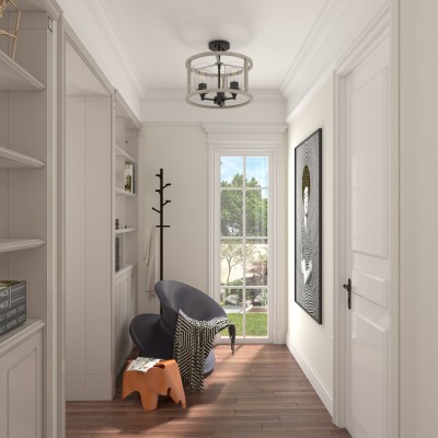 Quell Metal Drum Shade Glass Ceiling Light