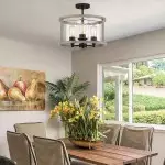 Quell Metal Drum Shade Glass Ceiling Light
