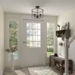 Quell Metal Drum Shade Glass Ceiling Light
