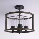 Quell Metal Drum Shade Glass Ceiling Light