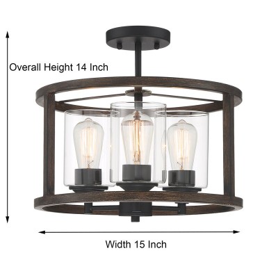Quell Metal Drum Shade Glass Ceiling Light
