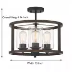 Quell Metal Drum Shade Glass Ceiling Light