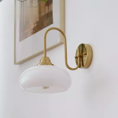Ylvaen Bauhaus 1 Light Milk Glass Sconce Ylvaen Bauhaus 1 Light Milk Glass Sconce