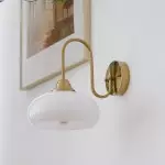 Ylvaen Bauhaus 1 Light Milk Glass Sconce Ylvaen Bauhaus 1 Light Milk Glass Sconce