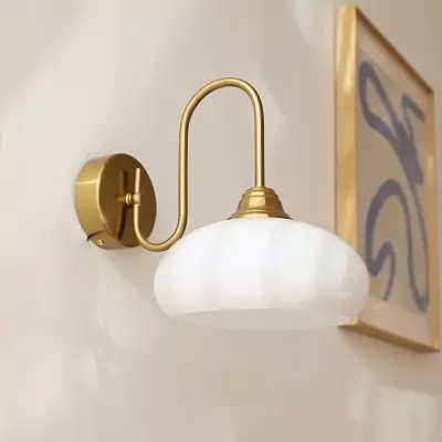 Ylvaen Bauhaus 1 Light Milk Glass Sconce Ylvaen Bauhaus 1 Light Milk Glass Sconce