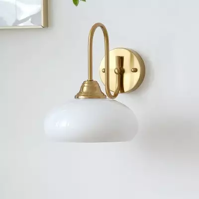 Ylvaen Bauhaus 1 Light Milk Glass Sconce Ylvaen Bauhaus 1 Light Milk Glass Sconce
