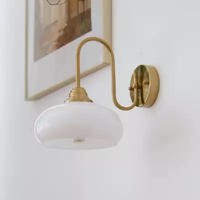 Ylvaen Bauhaus 1 Light Milk Glass Sconce Ylvaen Bauhaus 1 Light Milk Glass Sconce