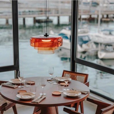 Zaire Bowl Shaped Layer Stained Glass Pendant Light Zaire Bowl Shaped Layer Stained Glass Pendant Light