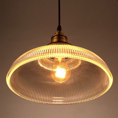 Aevia Vintage Transparent Striped Glass Pendant Light Aevia Vintage Transparent Striped Glass Pendant Light