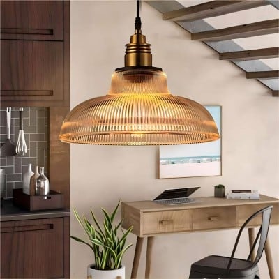 Aevia Vintage Transparent Striped Glass Pendant Light Aevia Vintage Transparent Striped Glass Pendant Light