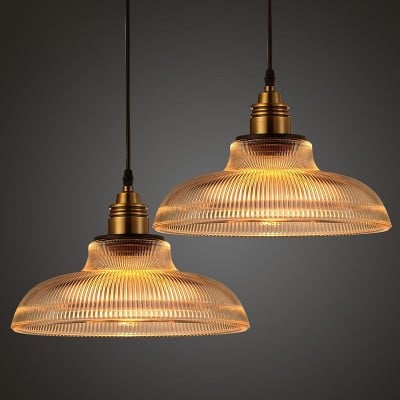 Aevia Vintage Transparent Striped Glass Pendant Light Aevia Vintage Transparent Striped Glass Pendant Light