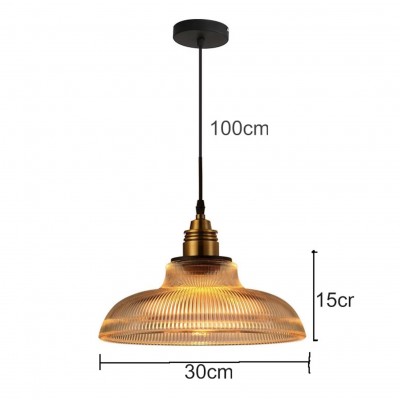 Aevia Vintage Transparent Striped Glass Pendant Light Aevia Vintage Transparent Striped Glass Pendant Light