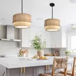 Javier Natural Linen Double Fabric Drum Pendant Light Javier Natural Linen Double Fabric Drum Pendant Light