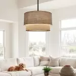 Javier Natural Linen Double Fabric Drum Pendant Light Javier Natural Linen Double Fabric Drum Pendant Light