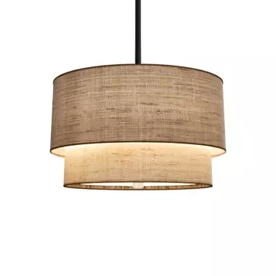 Javier Natural Linen Double Fabric Drum Pendant Light