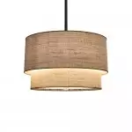 Javier Natural Linen Double Fabric Drum Pendant Light Javier Natural Linen Double Fabric Drum Pendant Light