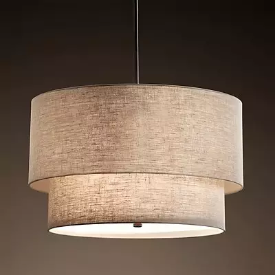 Javier Natural Linen Double Fabric Drum Pendant Light