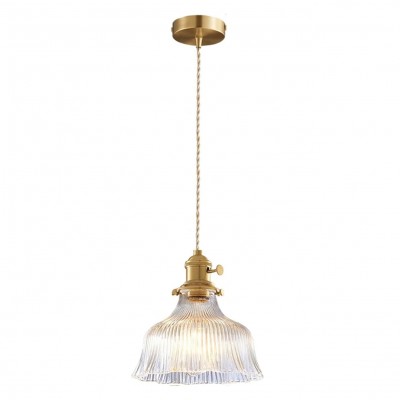 Hermin Antique Flower Ribbed Glass Pendant Light Hermin Antique Flower Ribbed Glass Pendant Light