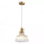Hermin Antique Flower Ribbed Glass Pendant Light