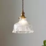 Hermin Antique Flower Ribbed Glass Pendant Light
