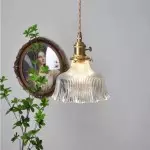 Kaelyn Bottle Shade Stained Striped Glass Pendant Light Kaelyn Bottle Shade Stained Striped Glass Pendant Light