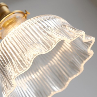 Hermin Antique Flower Ribbed Glass Pendant Light Hermin Antique Flower Ribbed Glass Pendant Light