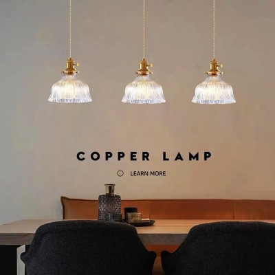 Hermin Antique Flower Ribbed Glass Pendant Light Hermin Antique Flower Ribbed Glass Pendant Light