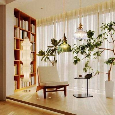 Hermin Antique Flower Ribbed Glass Pendant Light Hermin Antique Flower Ribbed Glass Pendant Light